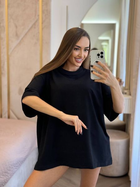 Футболка жіноча оверсайз петля чорна 12263613013131 фото
